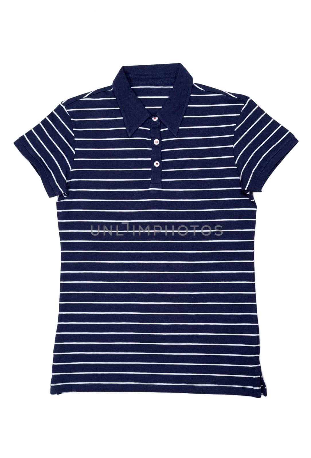 Fashionable blue striped polo shirt. Isolate on white background.