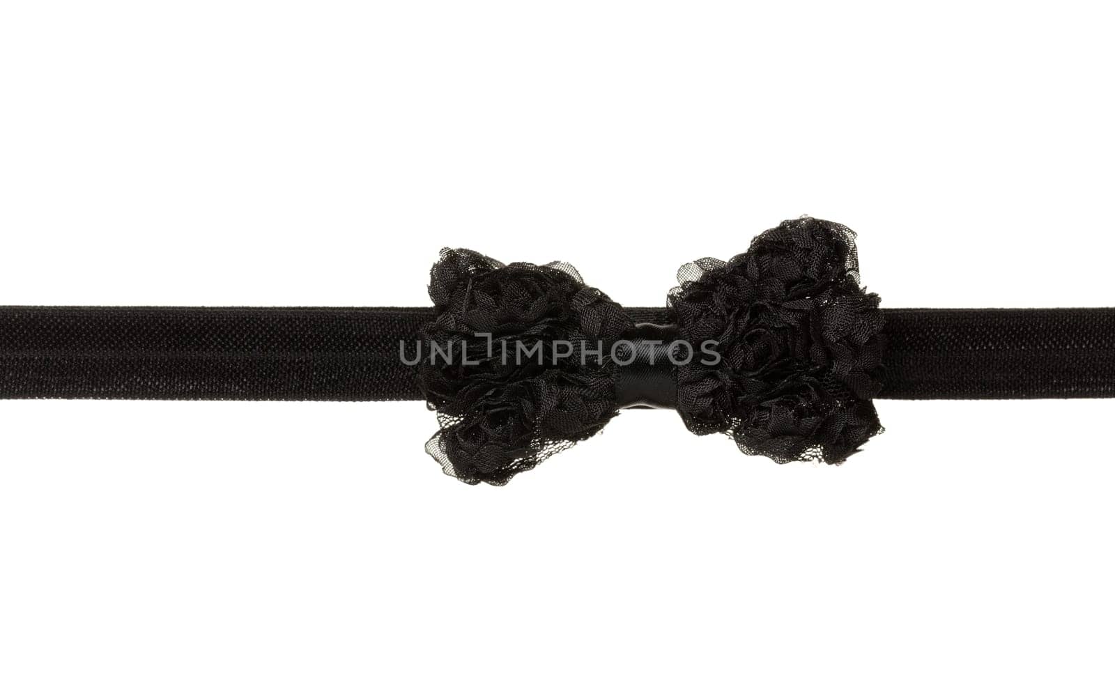 Black ribbon bow isolated on white background
