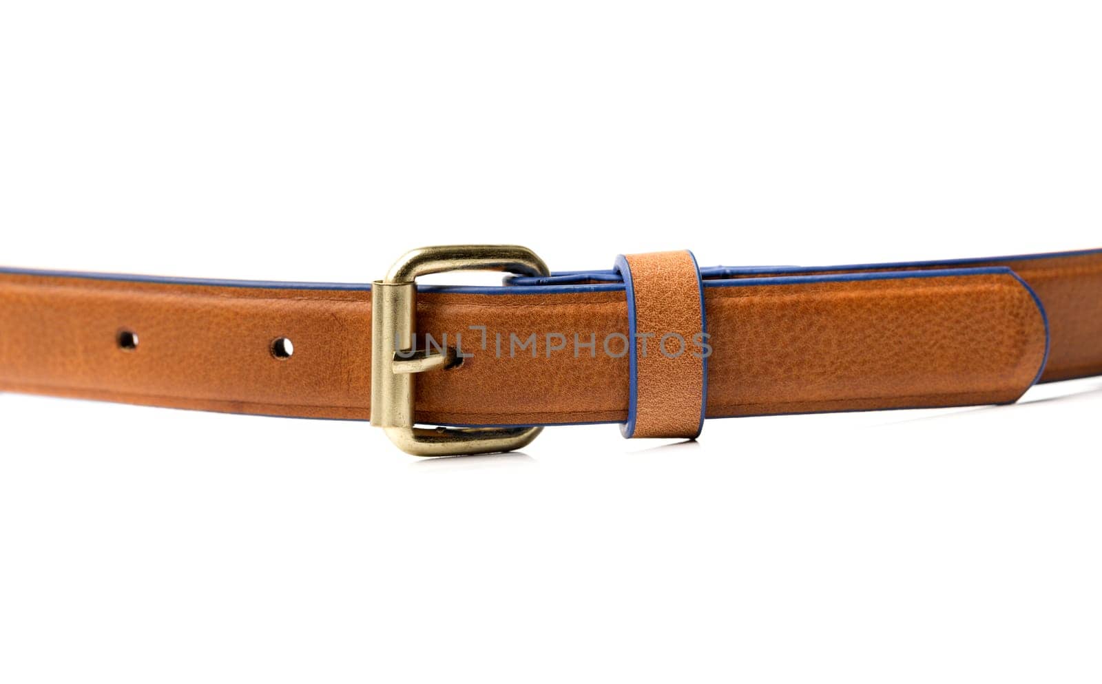Brown leather belt. Isolate on white background.