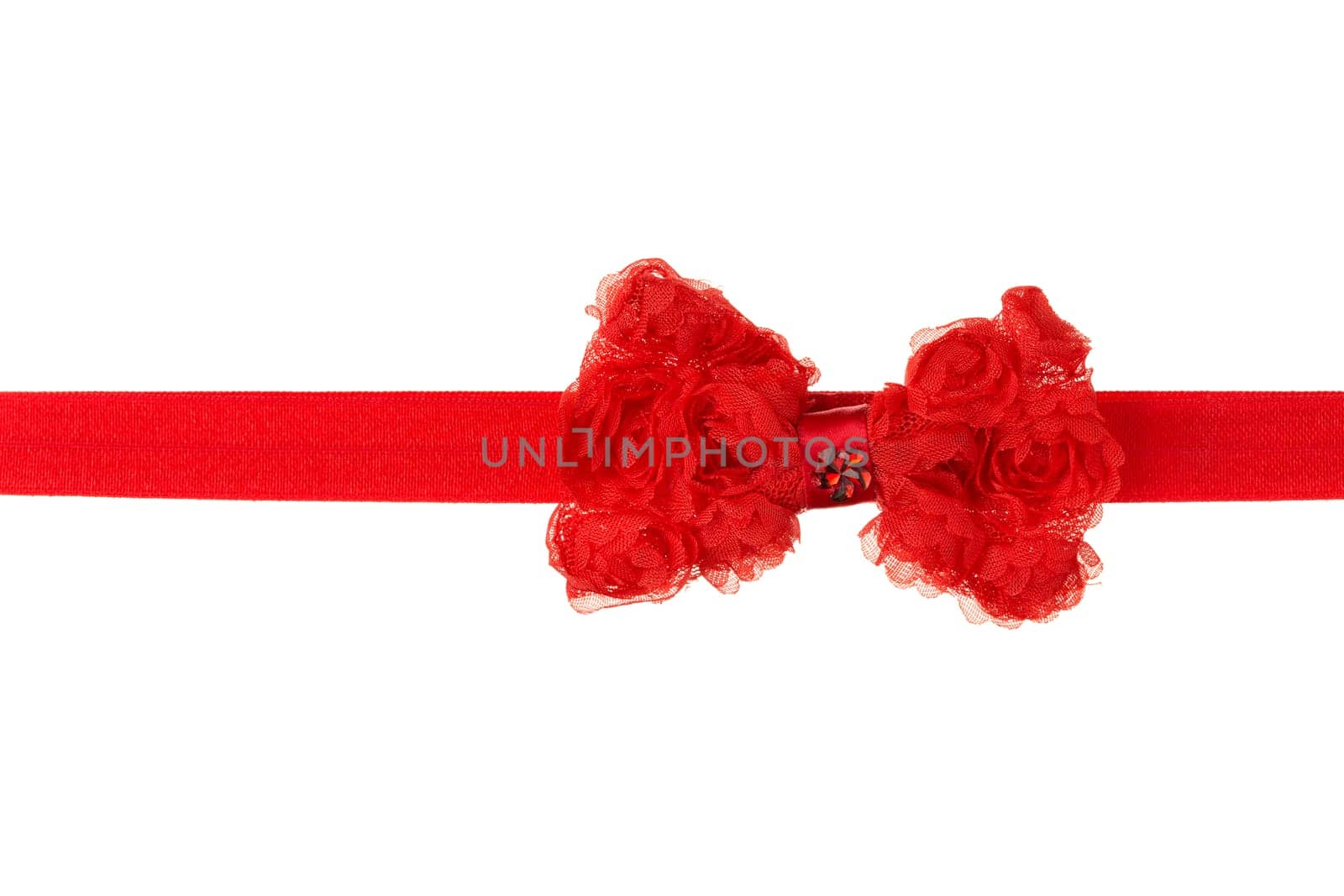 Red ribbon bow isolated on white background