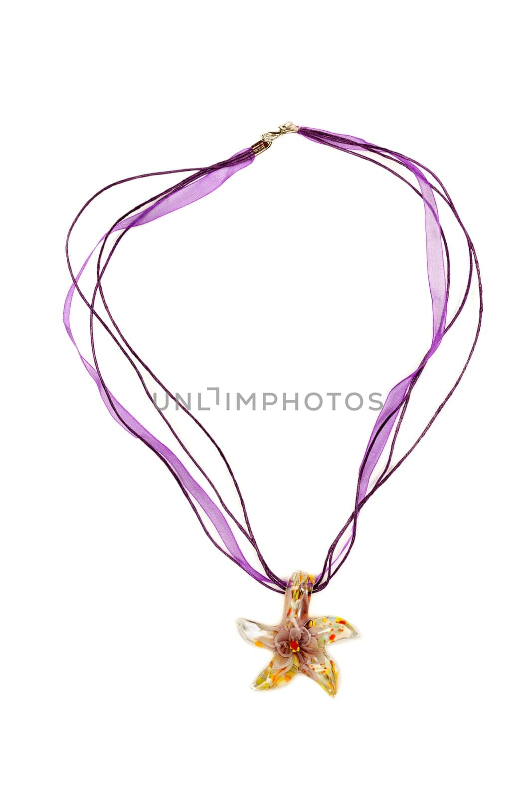Star Pendant Murano glass. Isolate on white.