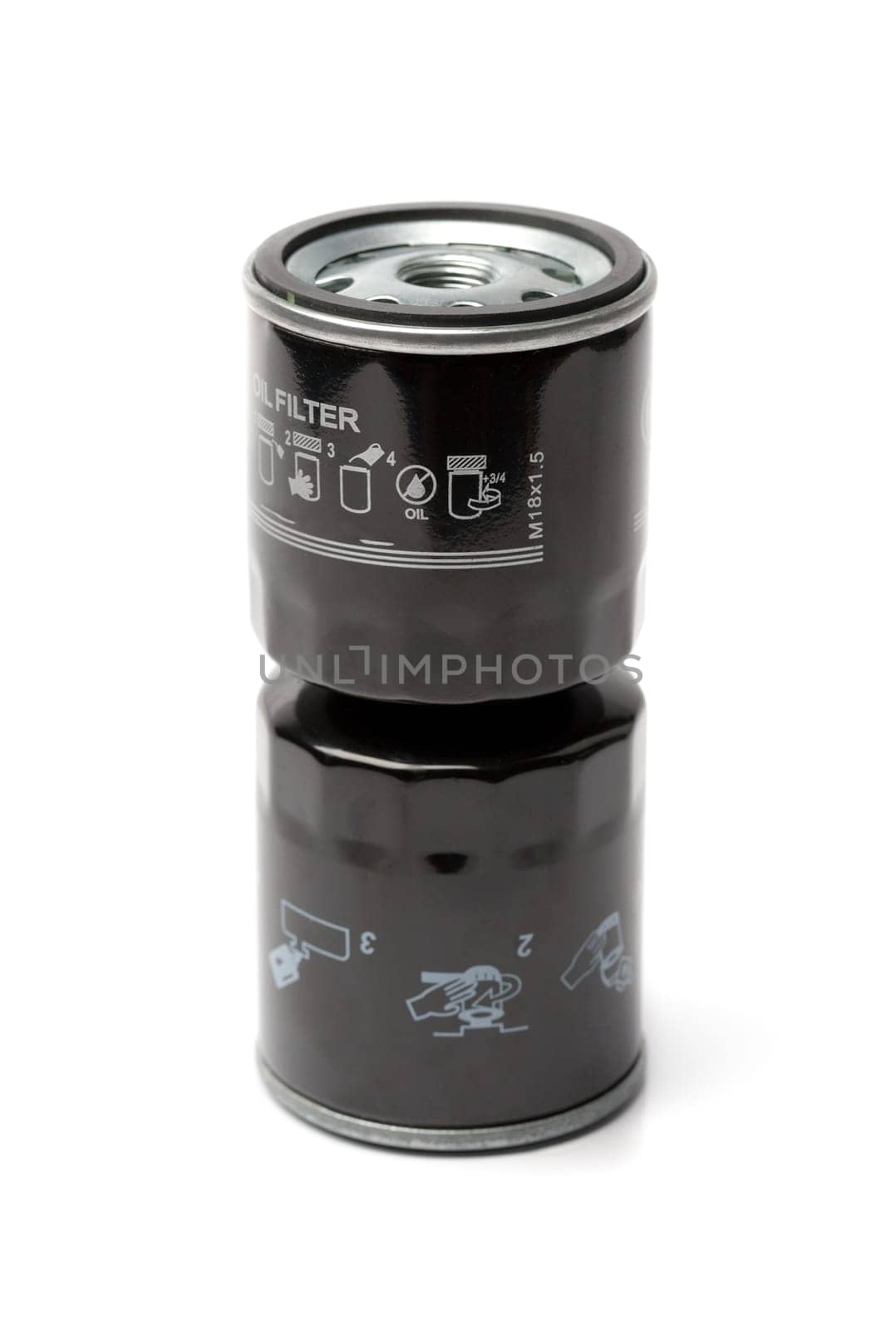 Two car oil filter, isolate on white.
