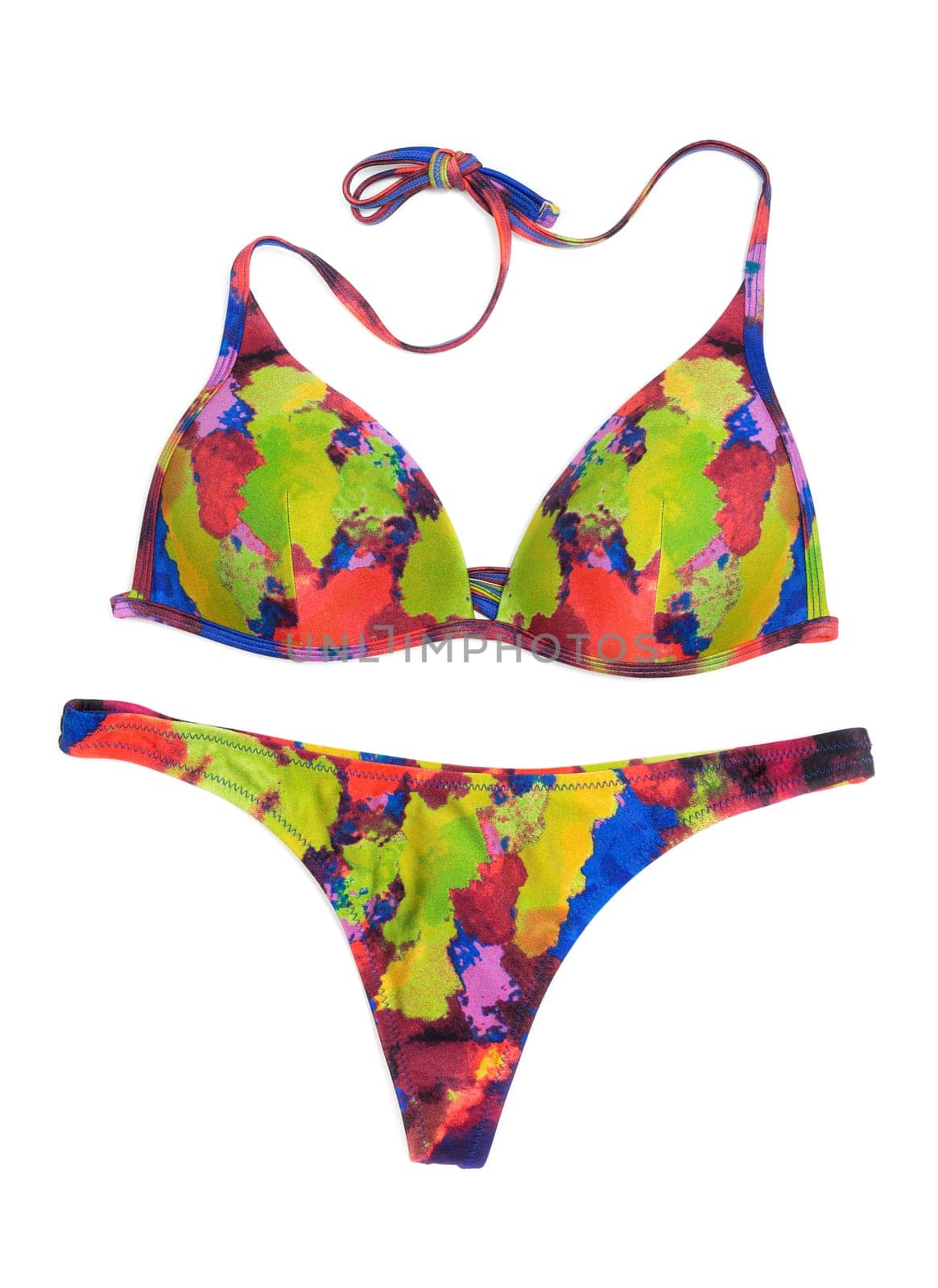 Bright colored swimsuit. Isolate on white background.