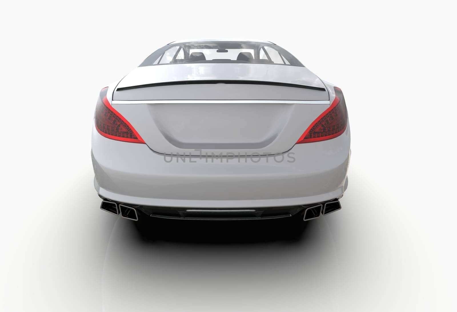 Generic and Brandless Luxury Car Isolated on White 3d Illustration, Contemporary Sedan Studio, Dealership Automobile Industry, Auto Transport, Infographics Automotive Background, City Vehicle Template