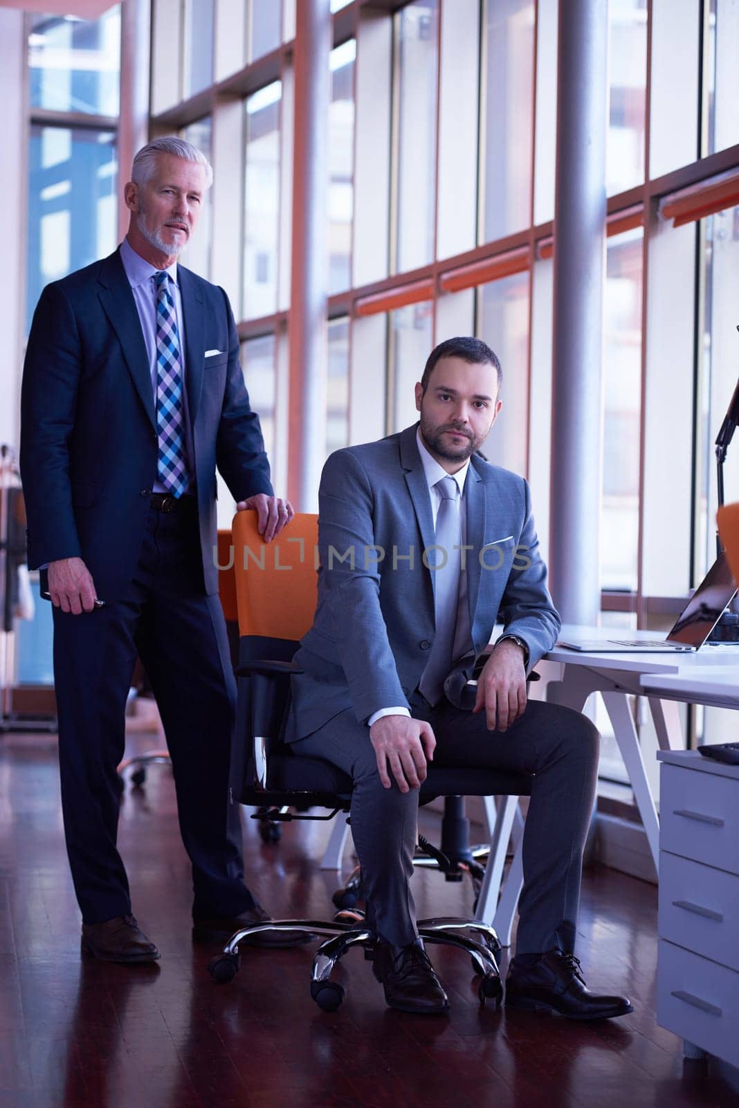business partners, partnership concept with two businessman handshake