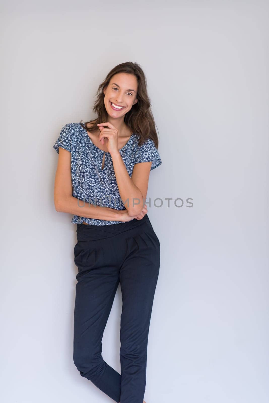 portrait of Beautiful young woman isolated on white background
