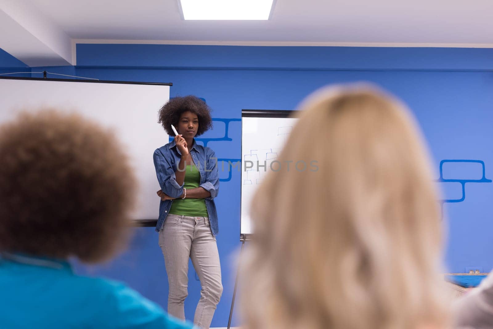 Young african american Speaker Seminar Corporate Business Meeting Concept