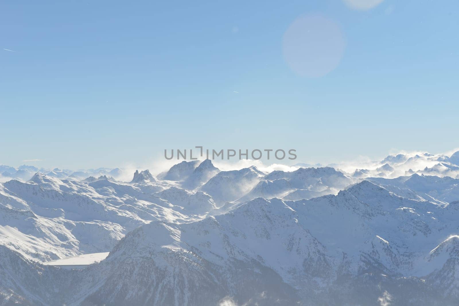 winter mountains beautiful alpine panoramic view of fresh snow capped French alps