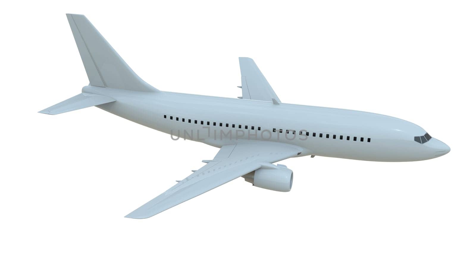 Commercial Passenger Plane in Air on White, Vacation Travel by Air Transport, Airliner Take Off Flying, Aircraft Flight and Aviation Route Airline Sign, Aviation Cargo Service 3d Illustration