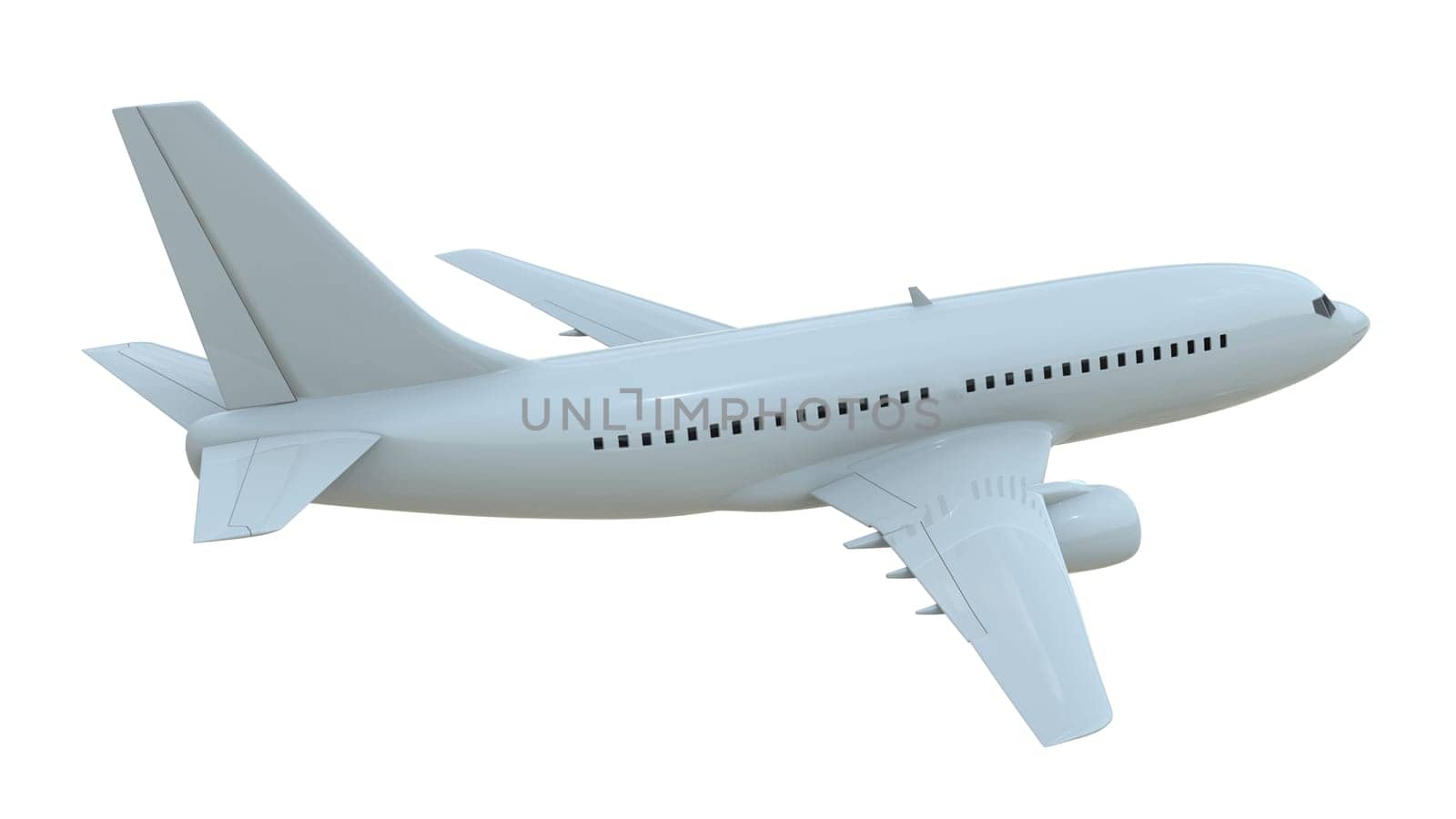 Commercial Passenger Plane in Air on White, Vacation Travel by Air Transport, Airliner Take Off Flying, Aircraft Flight and Aviation Route Airline Sign, Aviation Cargo Service 3d Illustration