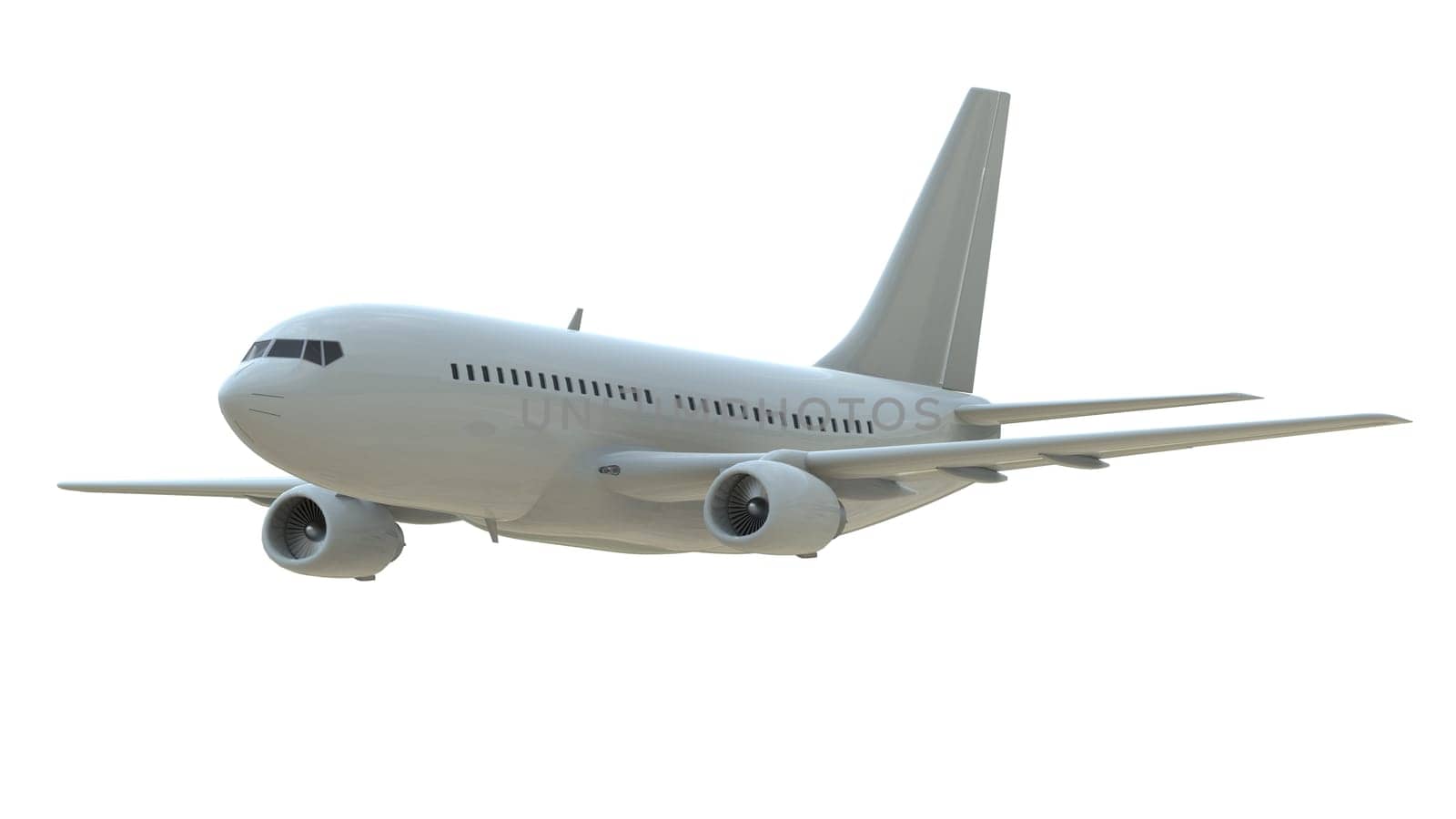 Commercial Passenger Plane in Air on White, Vacation Travel by Air Transport, Airliner Take Off Flying, Aircraft Flight and Aviation Route Airline Sign, Aviation Cargo Service 3d Illustration