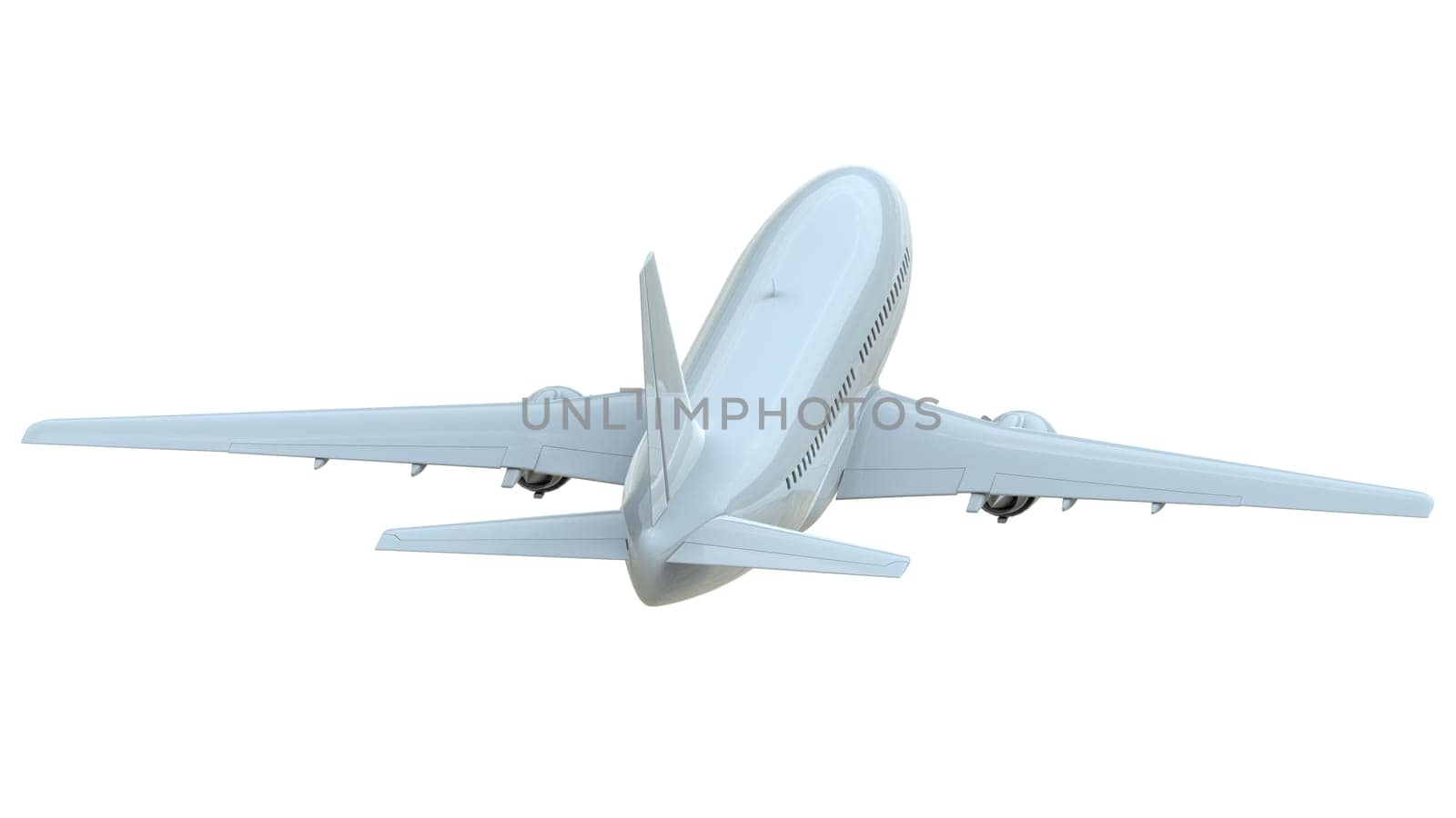 Commercial Passenger Plane in Air on White, Vacation Travel by Air Transport, Airliner Take Off Flying, Aircraft Flight and Aviation Route Airline Sign, Aviation Cargo Service 3d Illustration