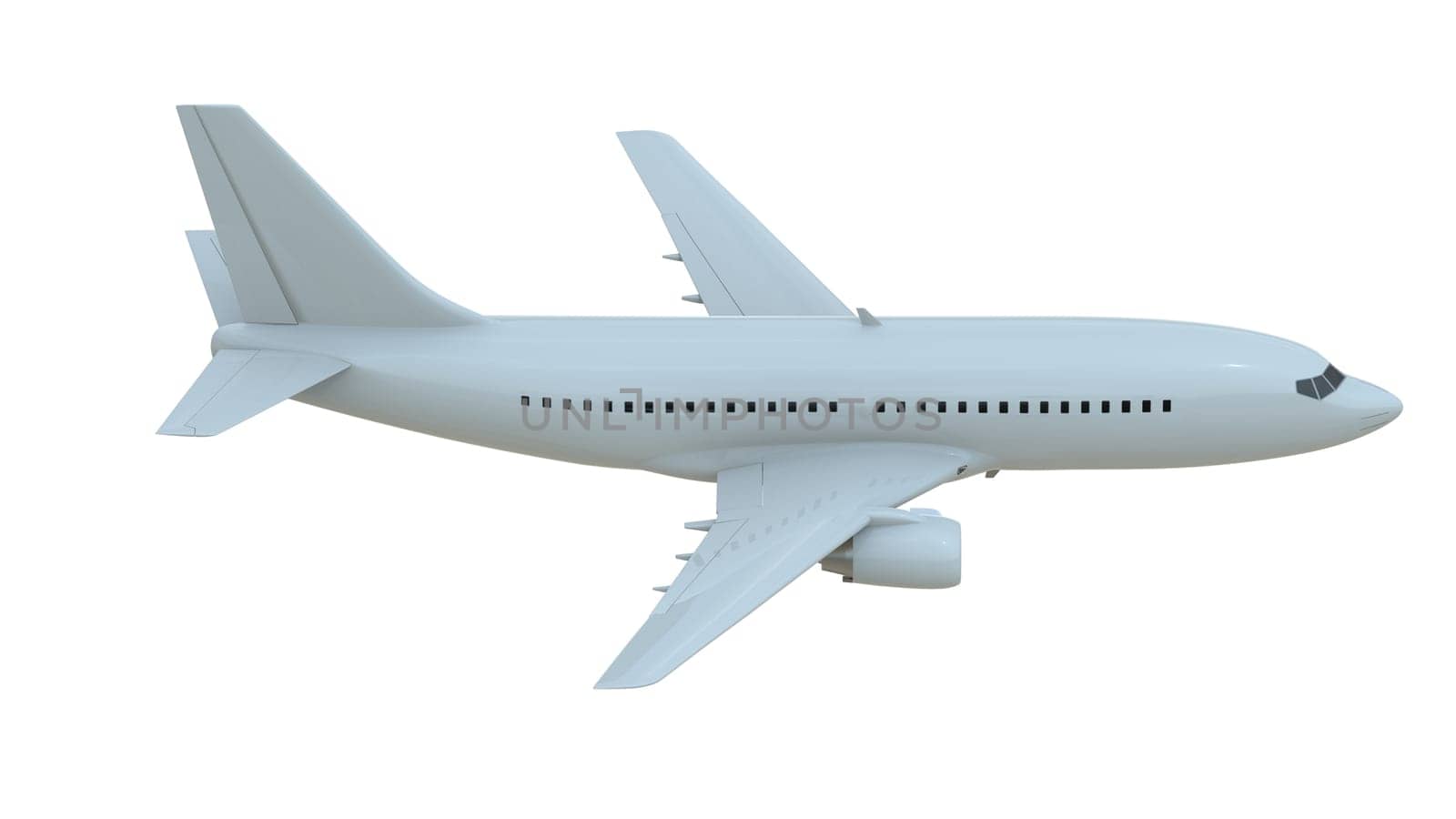 Commercial Passenger Plane in Air on White, Vacation Travel by Air Transport, Airliner Take Off Flying, Aircraft Flight and Aviation Route Airline Sign, Aviation Cargo Service 3d Illustration
