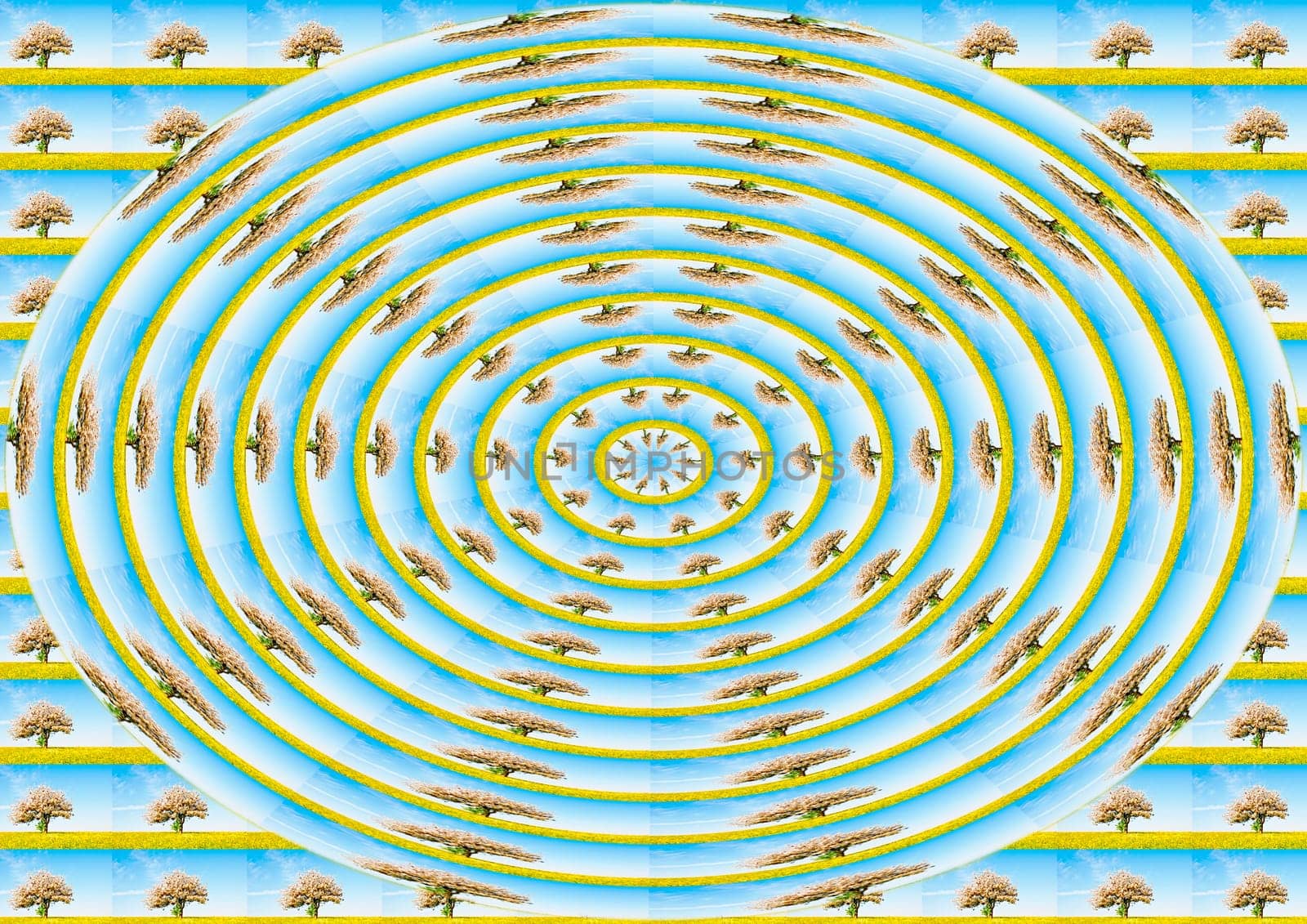 colorful spiral with trees
