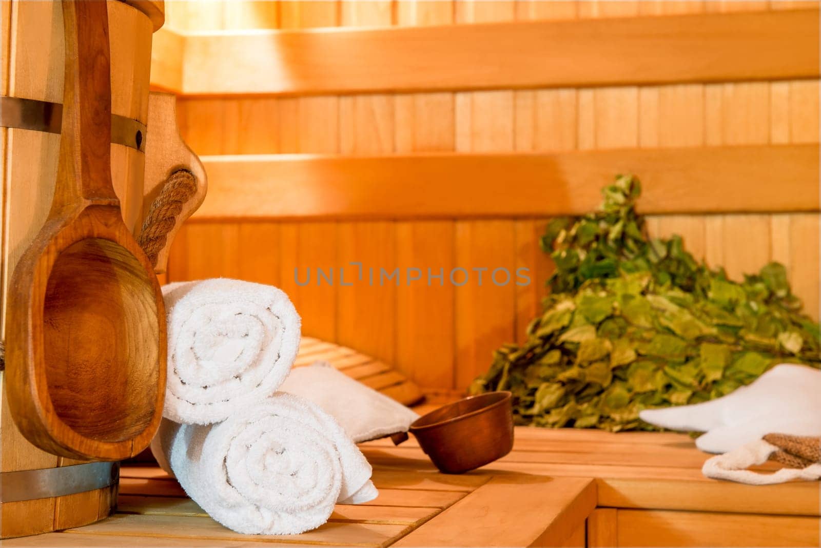Accessories for sauna session close up
