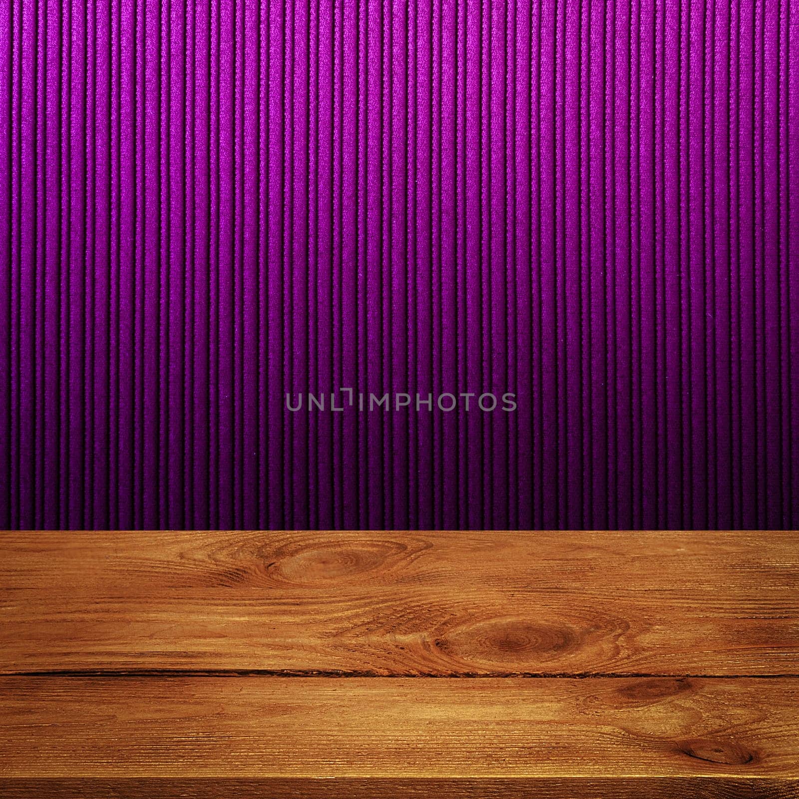 The background is blank wooden boards and a textured striped wall with gradient lighting and vignetting. For product demonstrations, free space, layout, mockup, perspective board, background board.