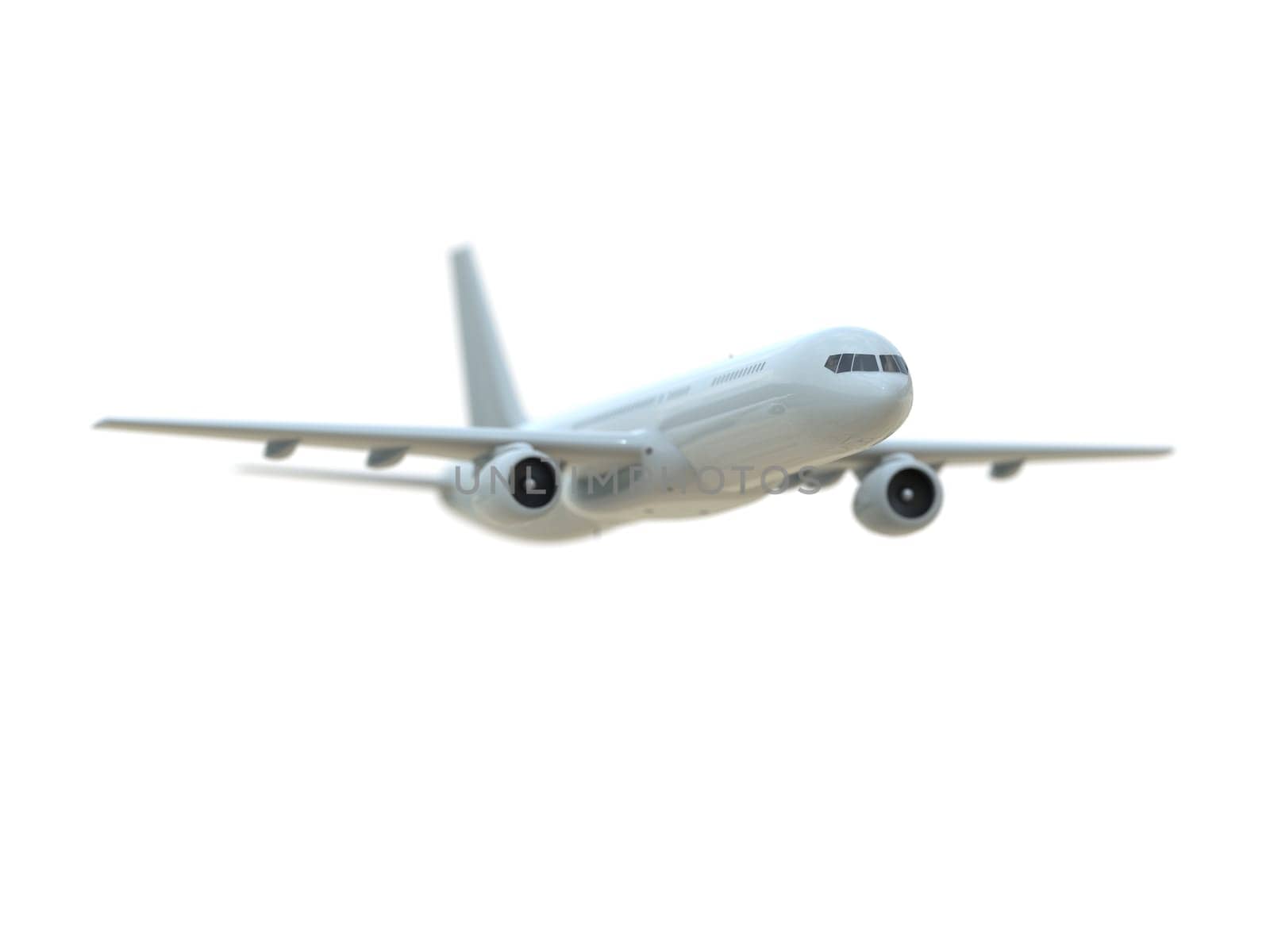 Commercial Passenger Plane in Air on White, Vacation Travel by Air Transport, Airliner Take Off Flying, Aircraft Flight and Aviation Route Airline Sign, Aviation Cargo Service 3d Illustration