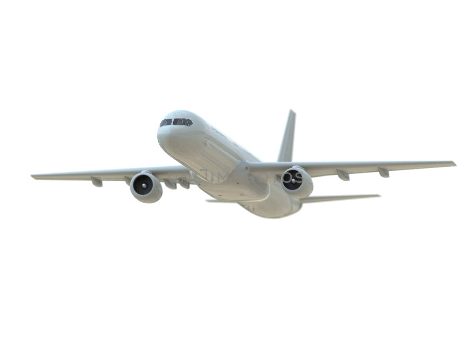 Commercial Passenger Plane in Air on White, Vacation Travel by Air Transport, Airliner Take Off Flying, Aircraft Flight and Aviation Route Airline Sign, Aviation Cargo Service 3d Illustration