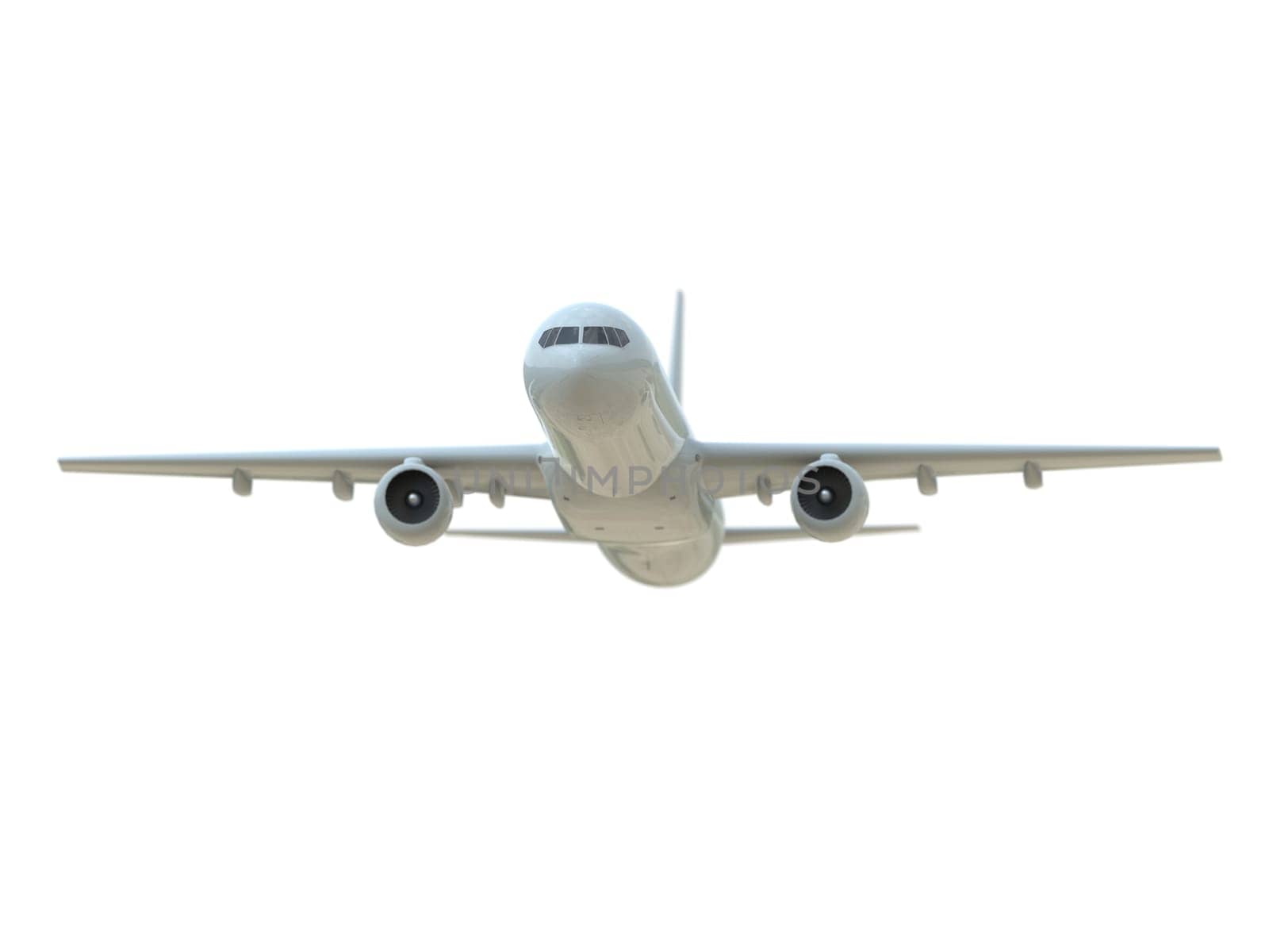 Commercial Passenger Plane in Air on White, Vacation Travel by Air Transport, Airliner Take Off Flying, Aircraft Flight and Aviation Route Airline Sign, Aviation Cargo Service 3d Illustration