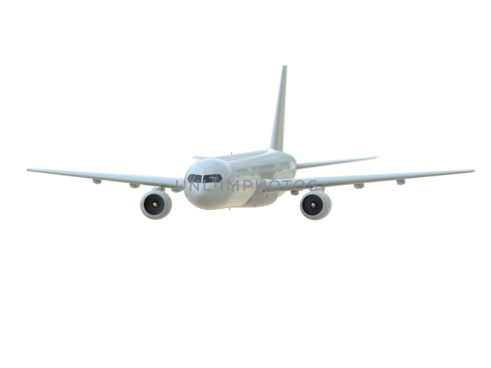 Commercial Passenger Plane in Air on White, Vacation Travel by Air Transport, Airliner Take Off Flying, Aircraft Flight and Aviation Route Airline Sign, Aviation Cargo Service 3d Illustration
