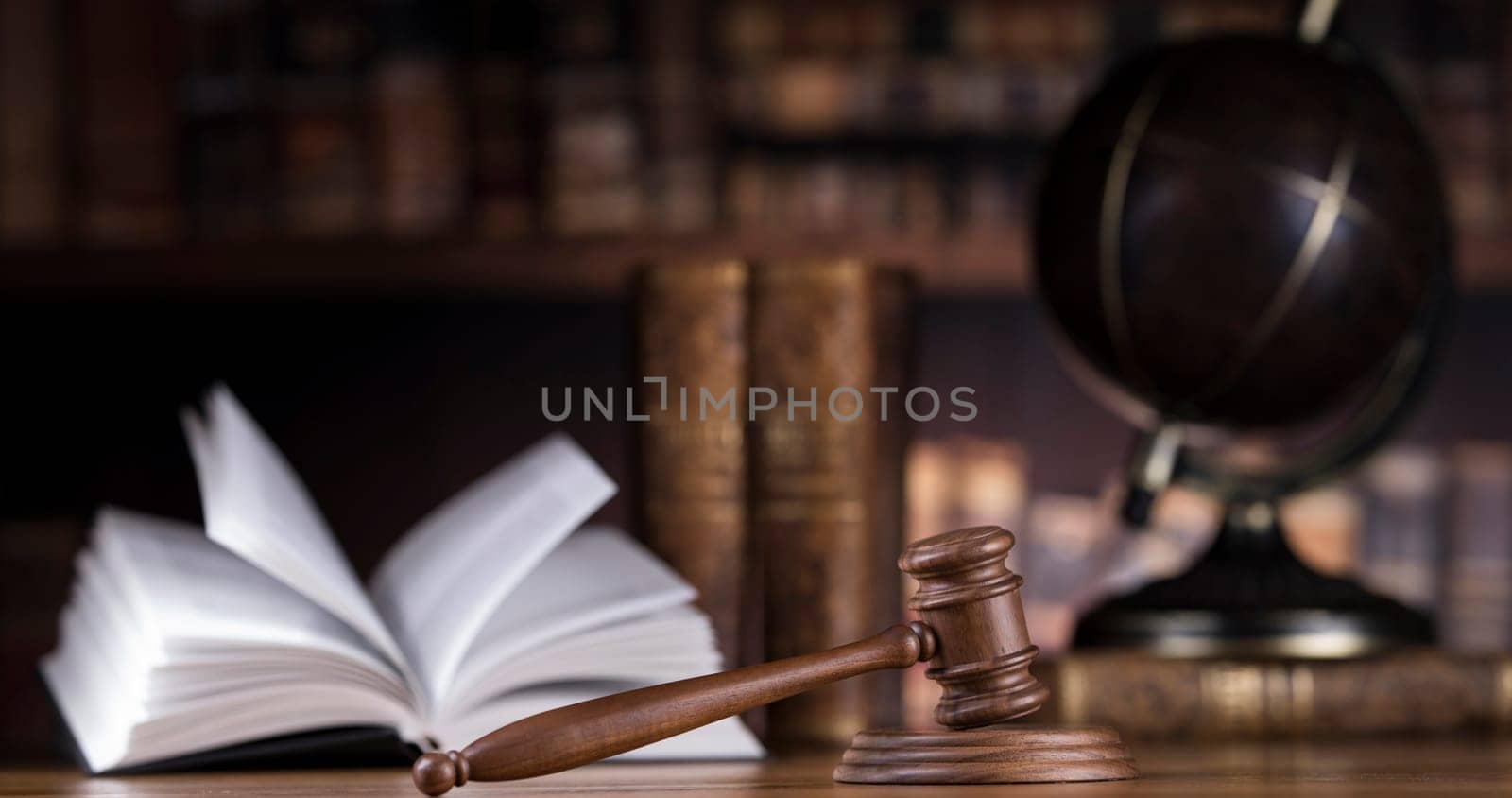 Mallet, legal code and statue of justice, Law concept