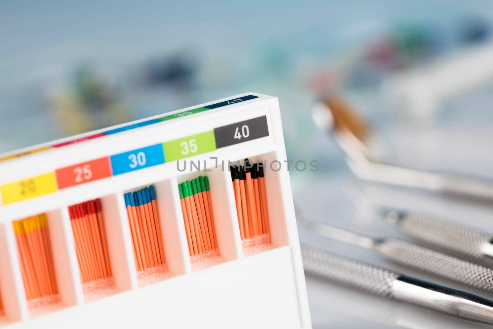 Dentist equipment on blue background