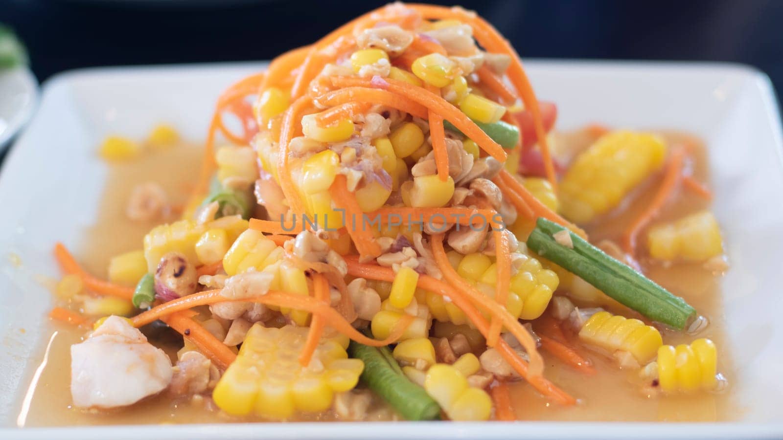 healthy vegan lunch bowl. Vitamins and Minerals foods . lost the weight program . Thai best dish Menu .Papata salad with corn and tomato .cooking idea