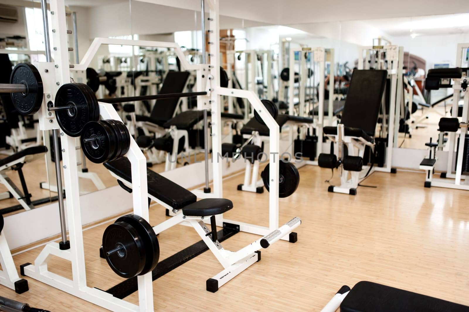 new modern gym and fitness club with sport equipment