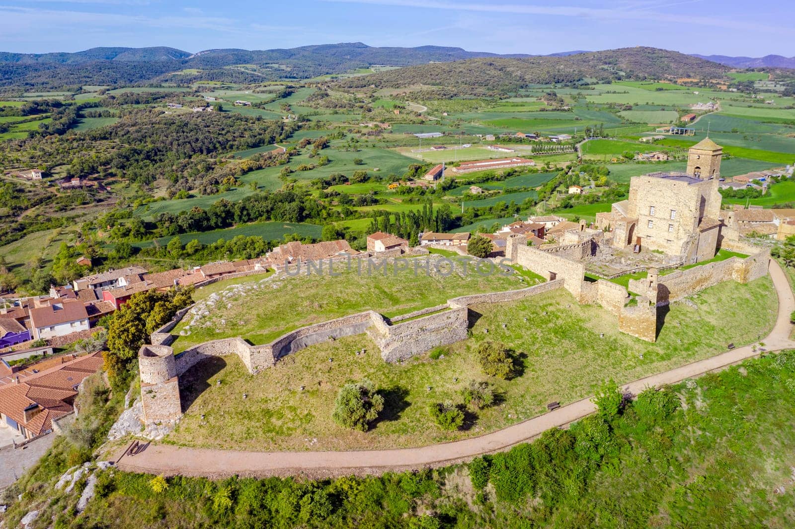 panoramic view of the interior of the of the castle of Benabarre, Condes de Ribagorza castle, Huesca Aragon spain, panorama