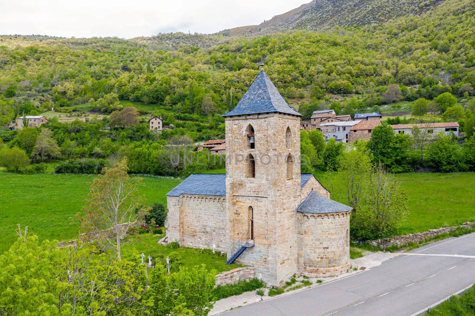 Roman Church of Santa Maria de la Asuncion in Coll, Catalonia - Spain. This is one of the nine churches which belongs to the UNESCO World Heritage Site.