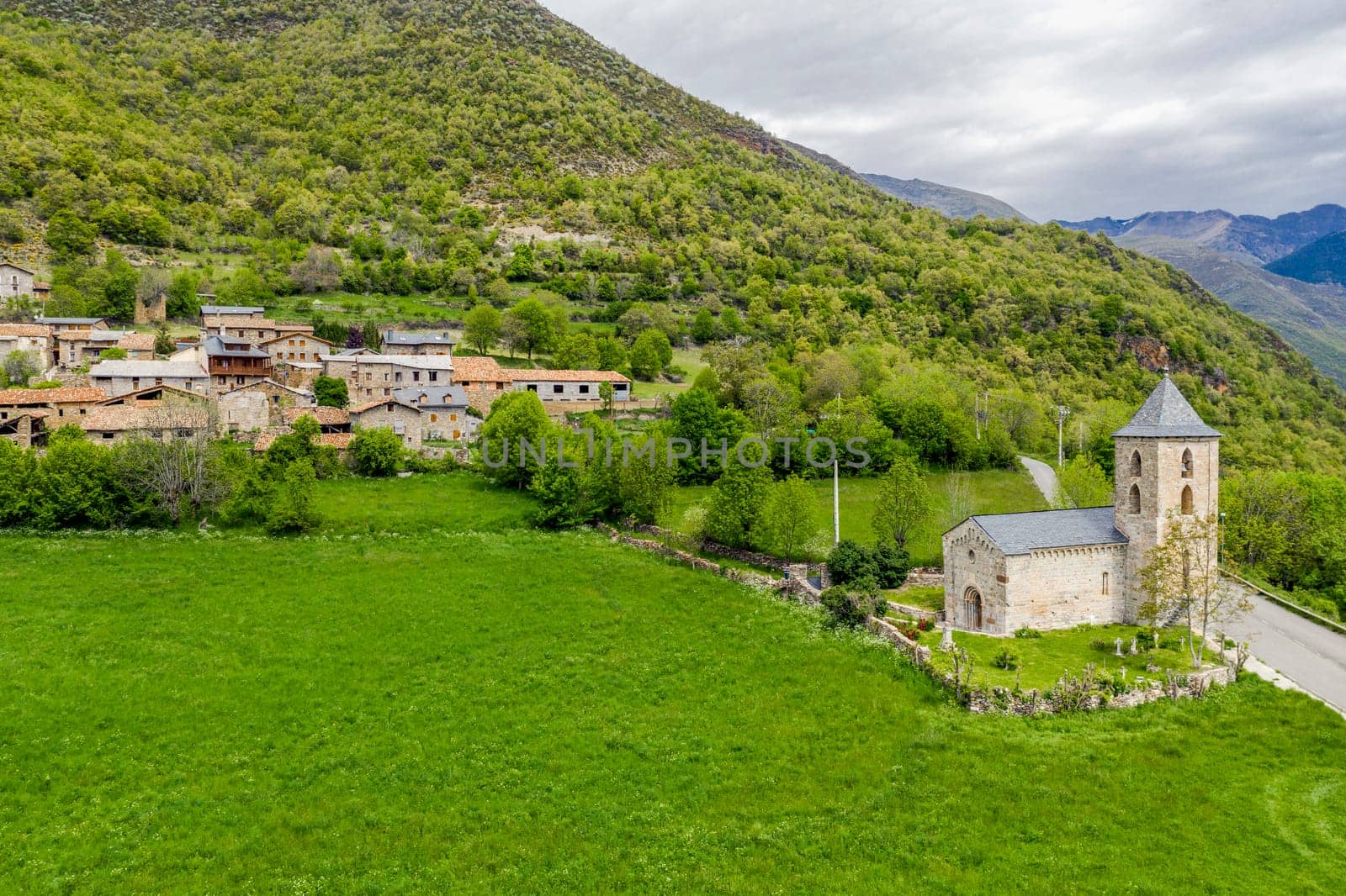 Pamoramica of the mountain town of Coll, Catalonia - Spain. It belongs to the municipality of Valle de Bohi, in the province of Lleida
