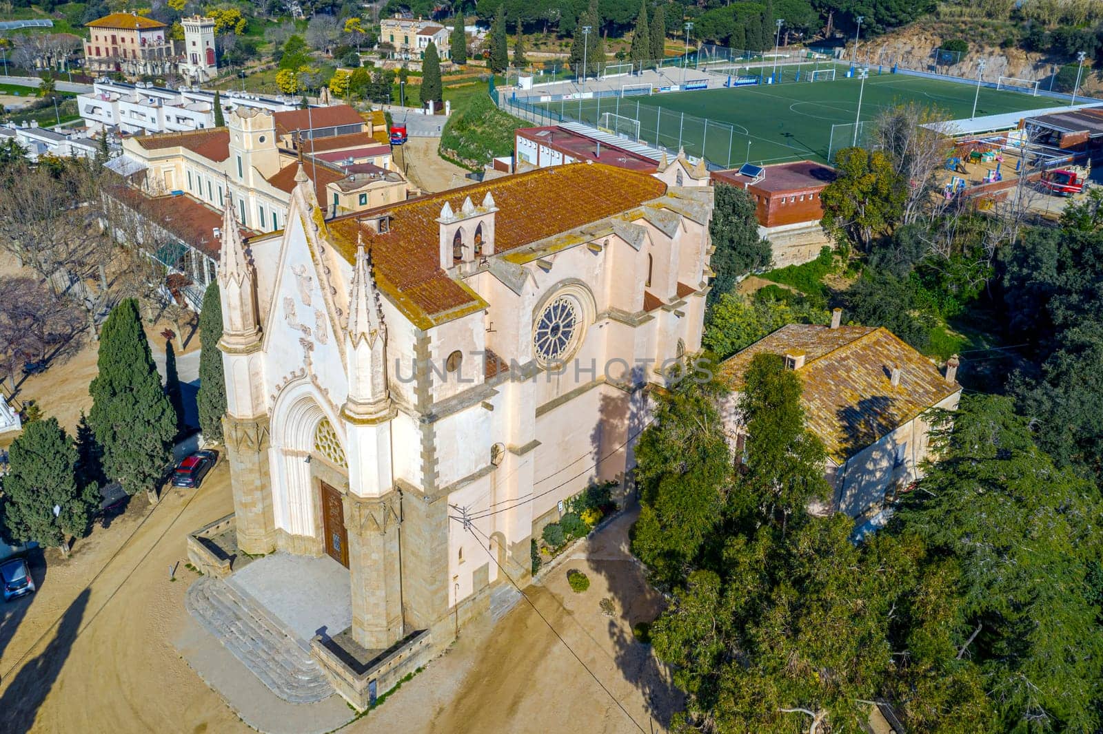 Sanctuary of Mercy, in Canet de Mar Barcelona Spain. Aerial view