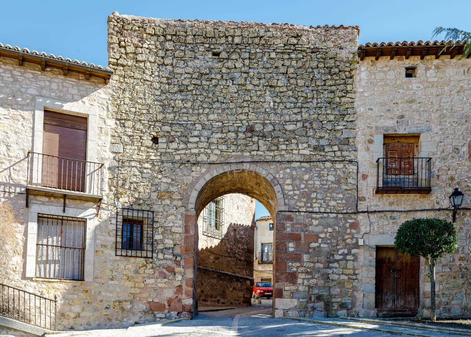 Gate of the greater portal of the wall of Siguenza province of Guadalajara, Spain