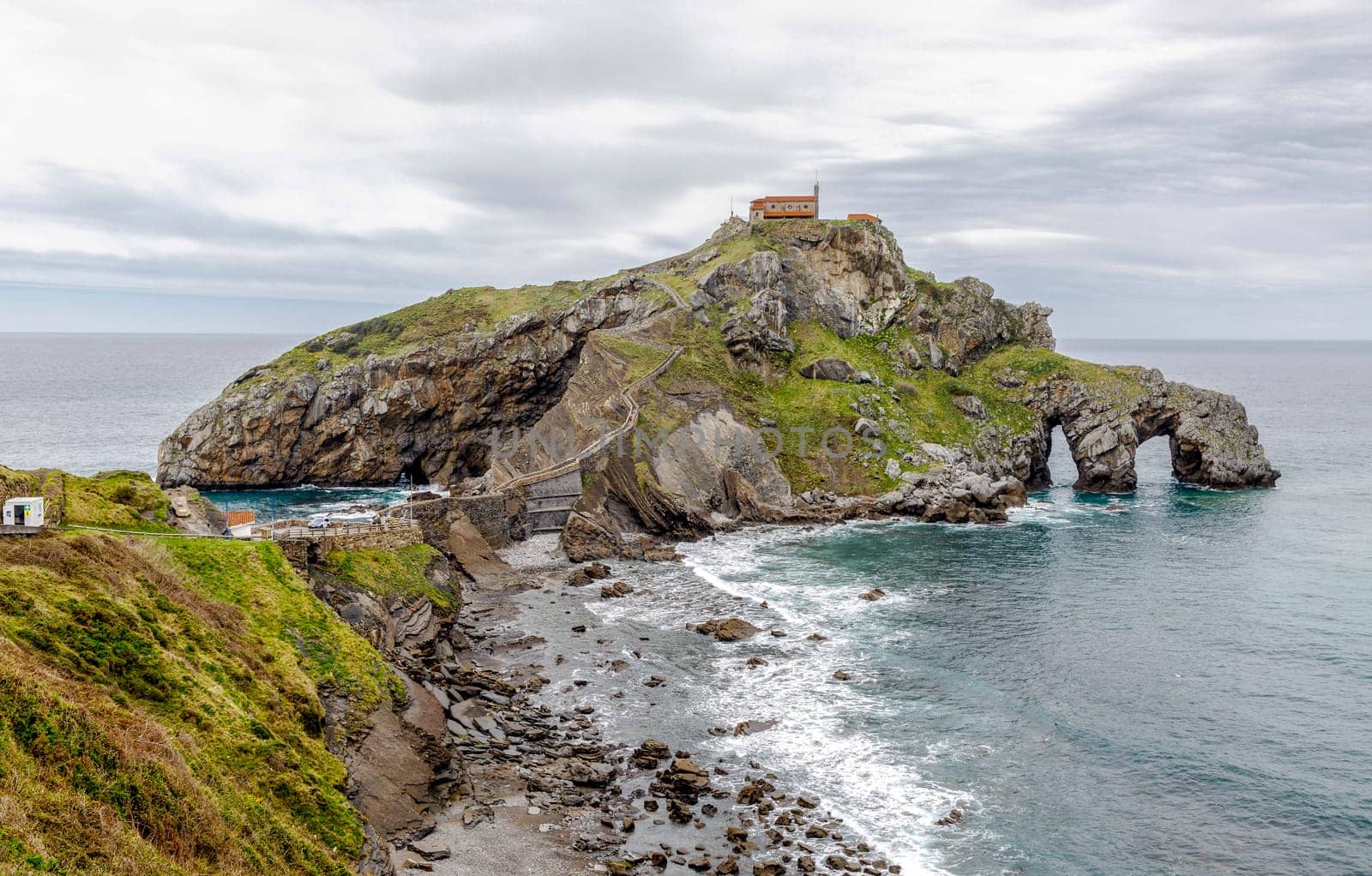 San Juan de Gazteluatxe Vizcay Spain. Ancient church/chapel on an island hill