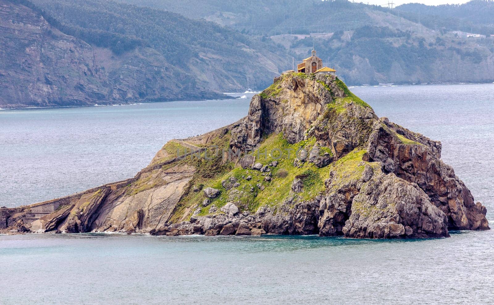 San Juan de Gazteluatxe Vizcay Spain. Ancient church/chapel on an island hill