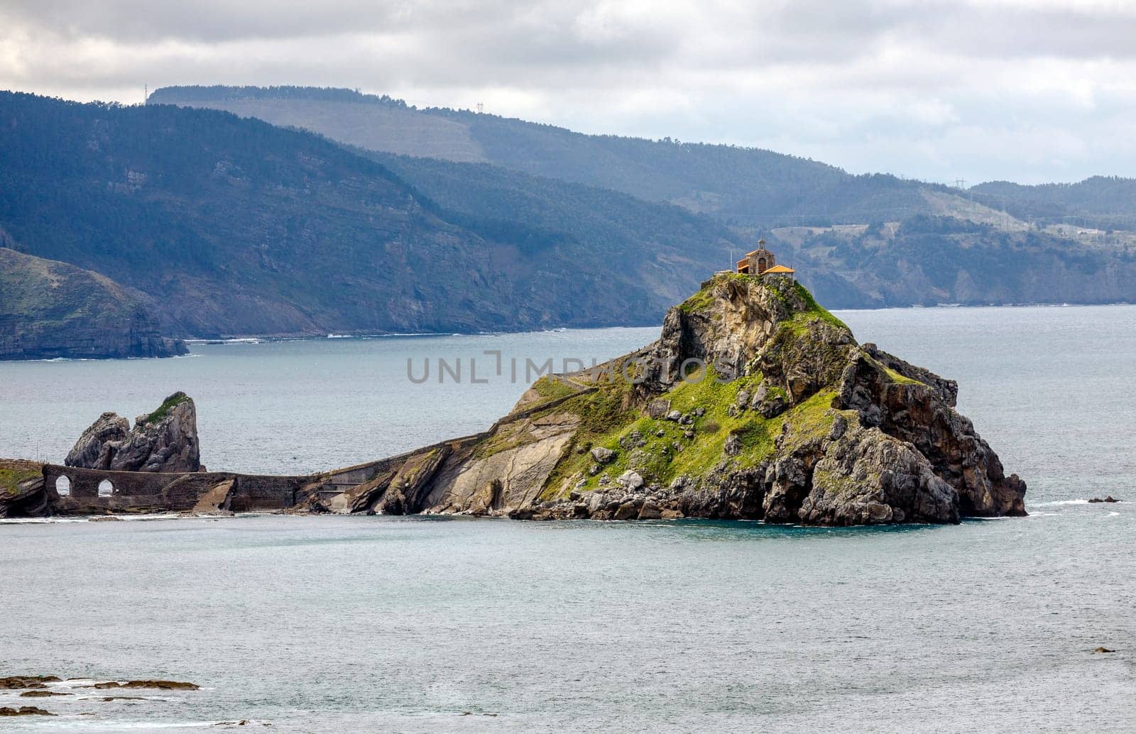 San Juan de Gazteluatxe Vizcay Spain. Ancient church/chapel on an island hill