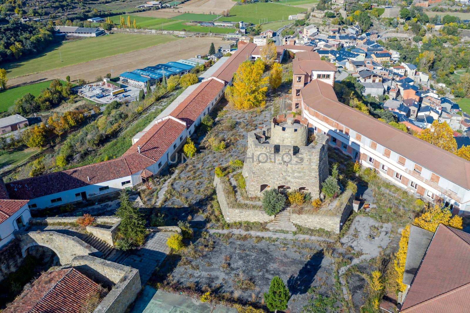 White tower of the citadel of Castellciutat castle, in the Seo de Urgell,Catalonia Spain