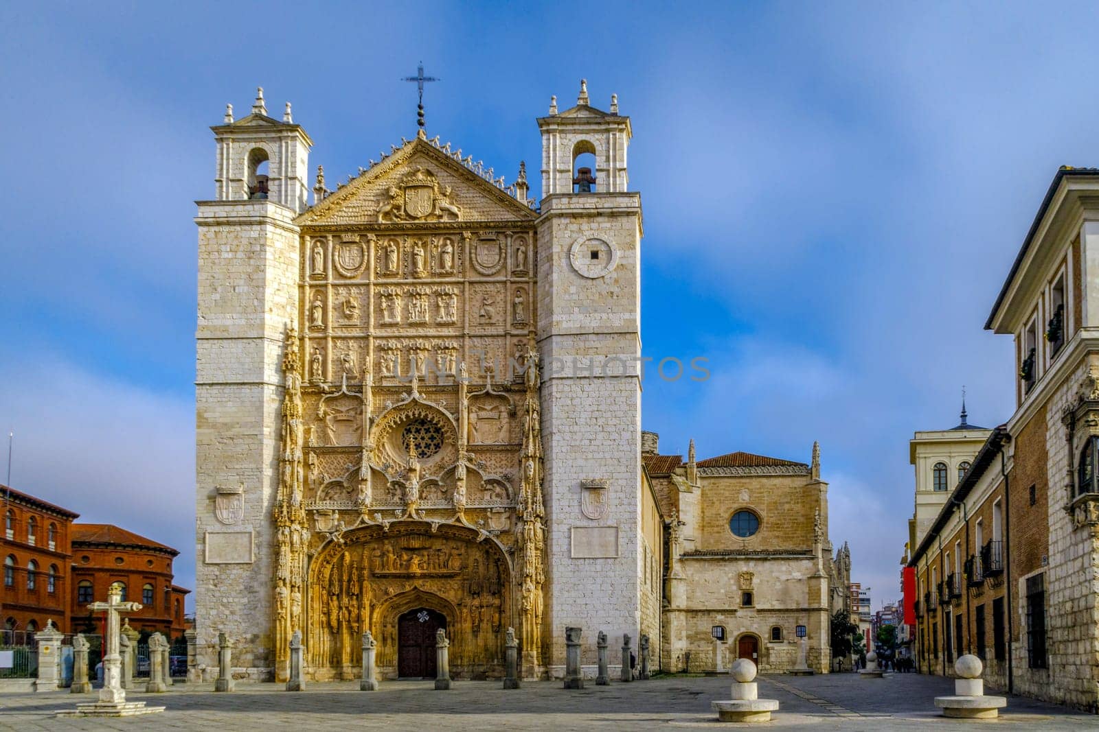 Valladolid, Spain - March 23, 2016: Facade of the San Pable Church (15th Century) in Valladolid, Castile and Leon, Spain.