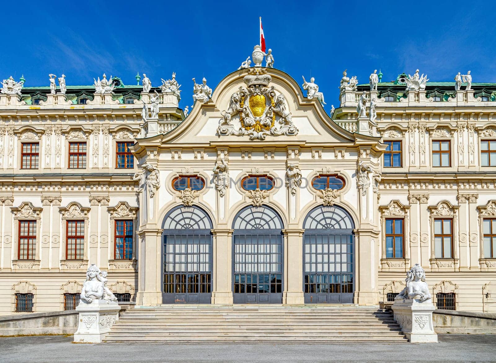 Vienna, Austria - September 16, 2019: Baroque palace Belvedere is a historic building complex