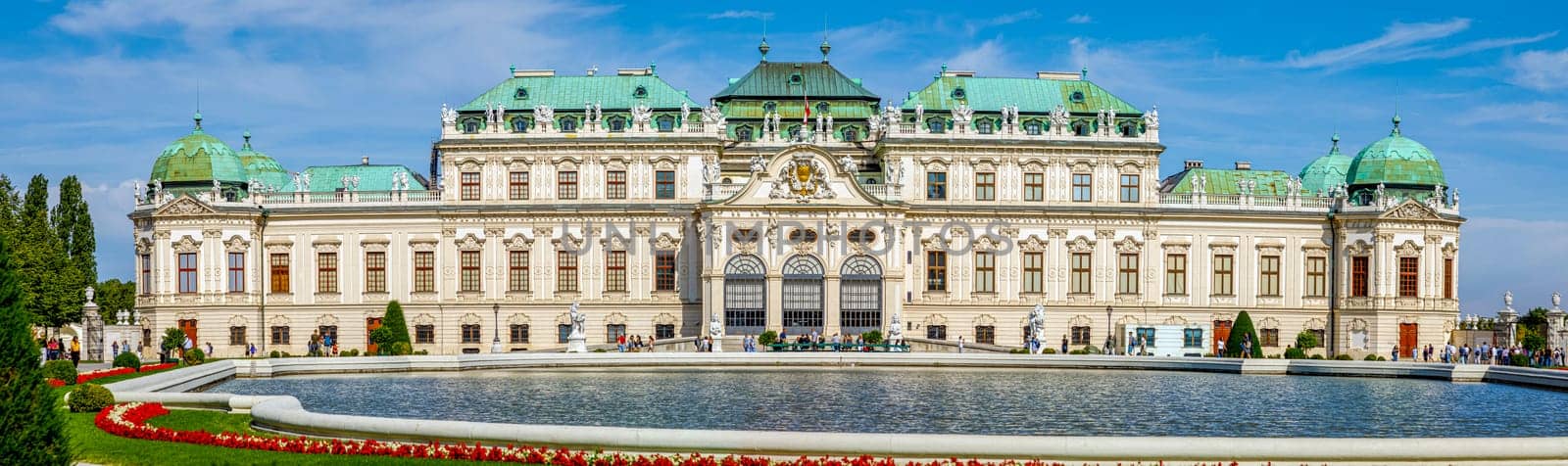 Vienna, Austria - September 16, 2019: Baroque palace Belvedere is a historic building complex, Panoramic