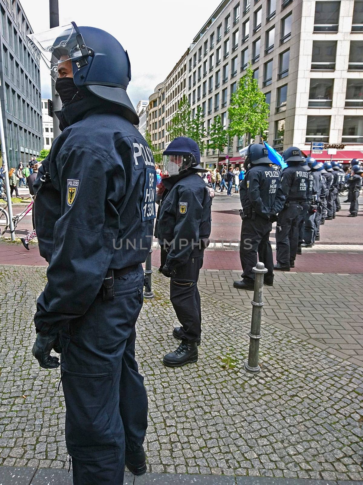 Police intervention at a forbidden lateral thinker demonstration in Berlin Mitte