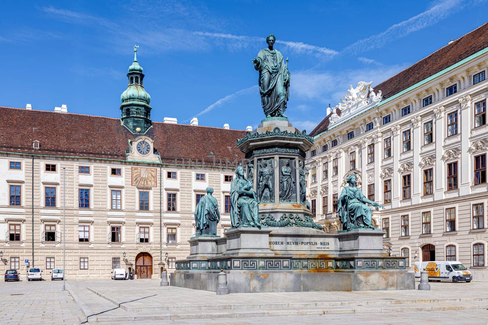 Bronze statue of Francis RomVienna, Austria - September 16, 2019: Bronze statue of Francis Roman emperor in the inner courtyard of the Hofburg palace