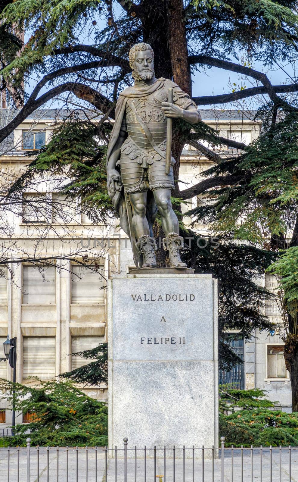 statue of King Philip II in a public square in the city of Valladolid, Spain