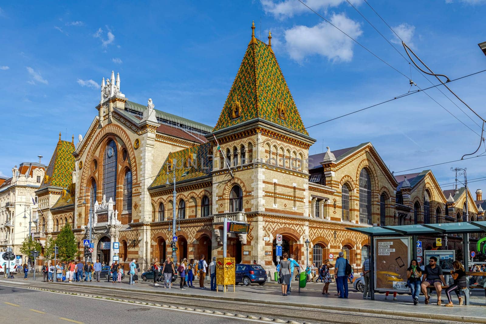 Budapest, Hungary - November 15, 2019: The Great Market Hall or Central Market Hall is the largest and oldest indoor market in Budapest