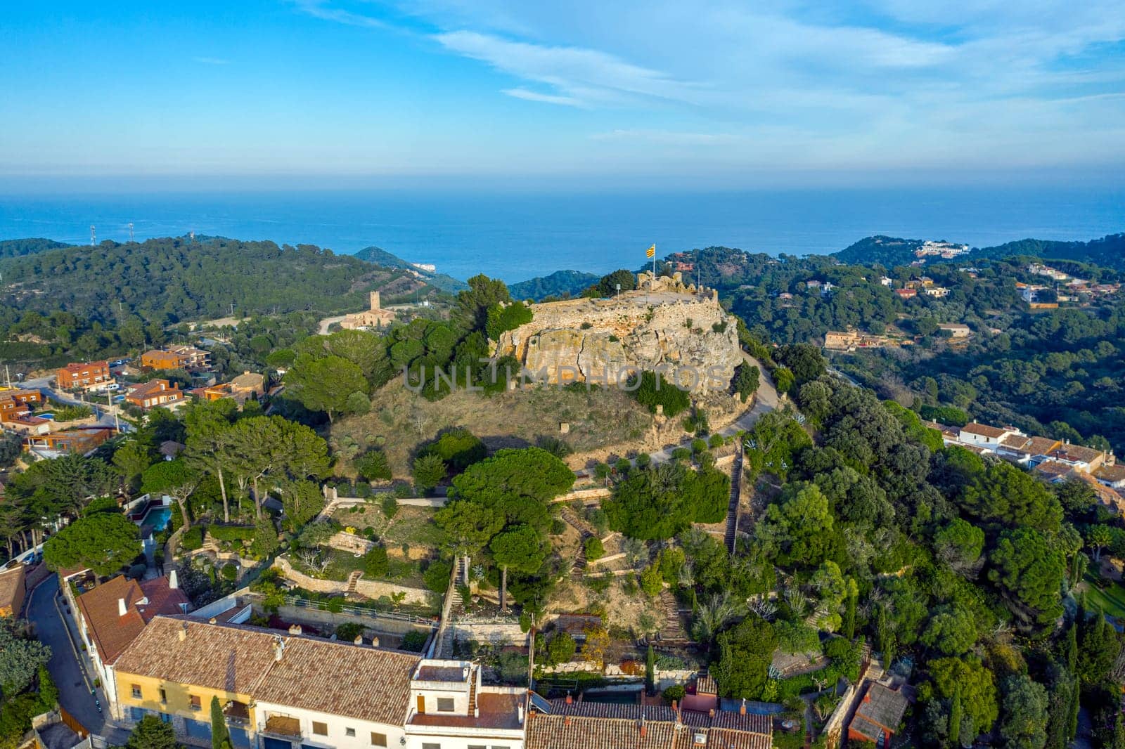 Remains of the castle above a promontory that dominates the village of Begur, province of Girona, Catalonia, northeastern Spain.