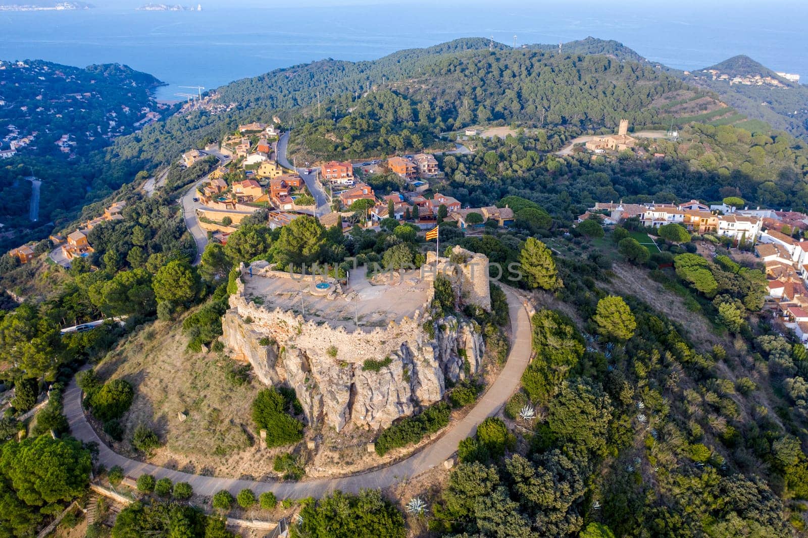 Remains of the castle above a promontory that dominates the village of Begur, province of Girona, Catalonia, northeastern Spain.