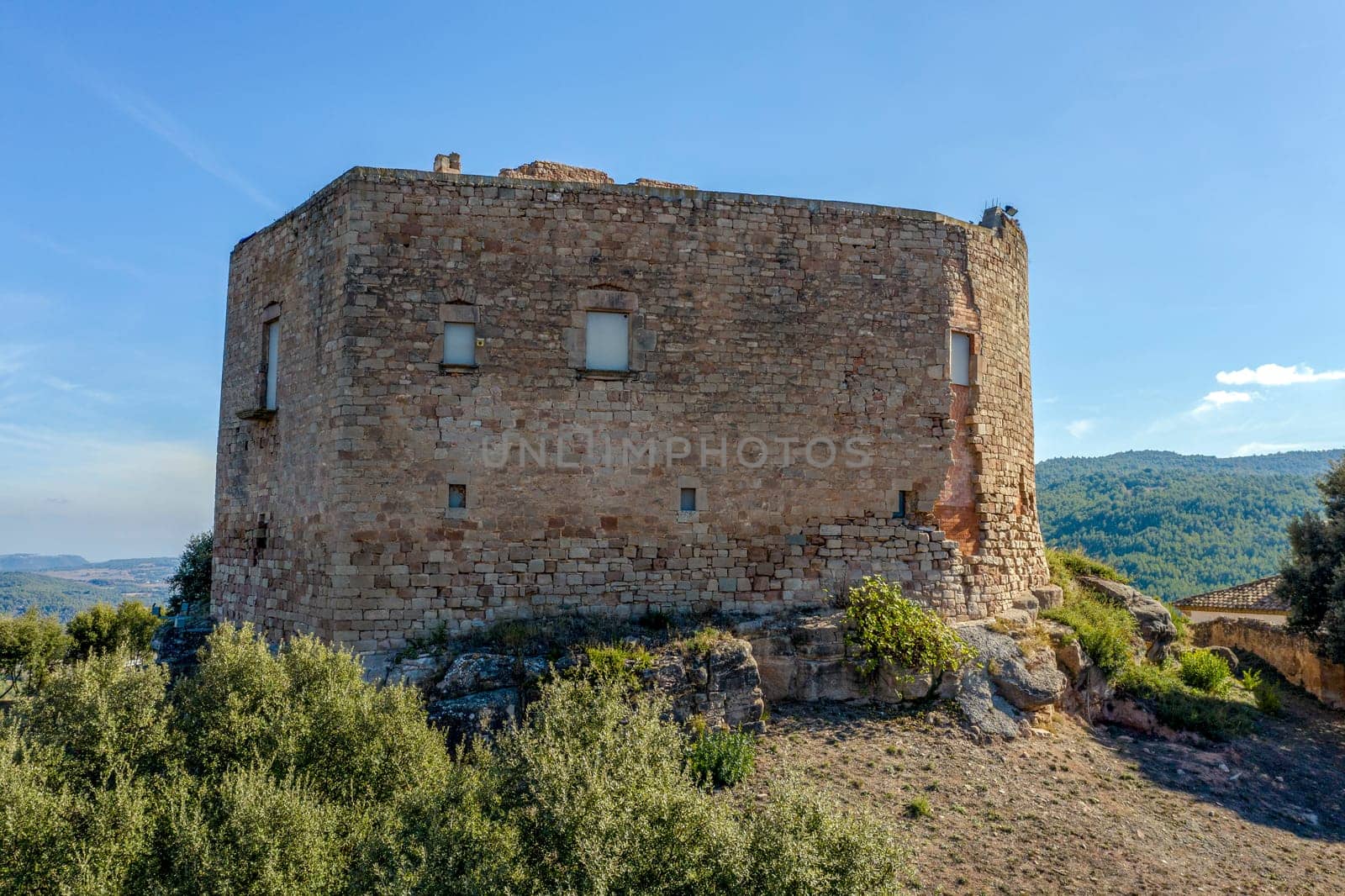 Castellar castle in Aguilar de Segarra from the 9th century, Barcelona province, Catalonia Spain.