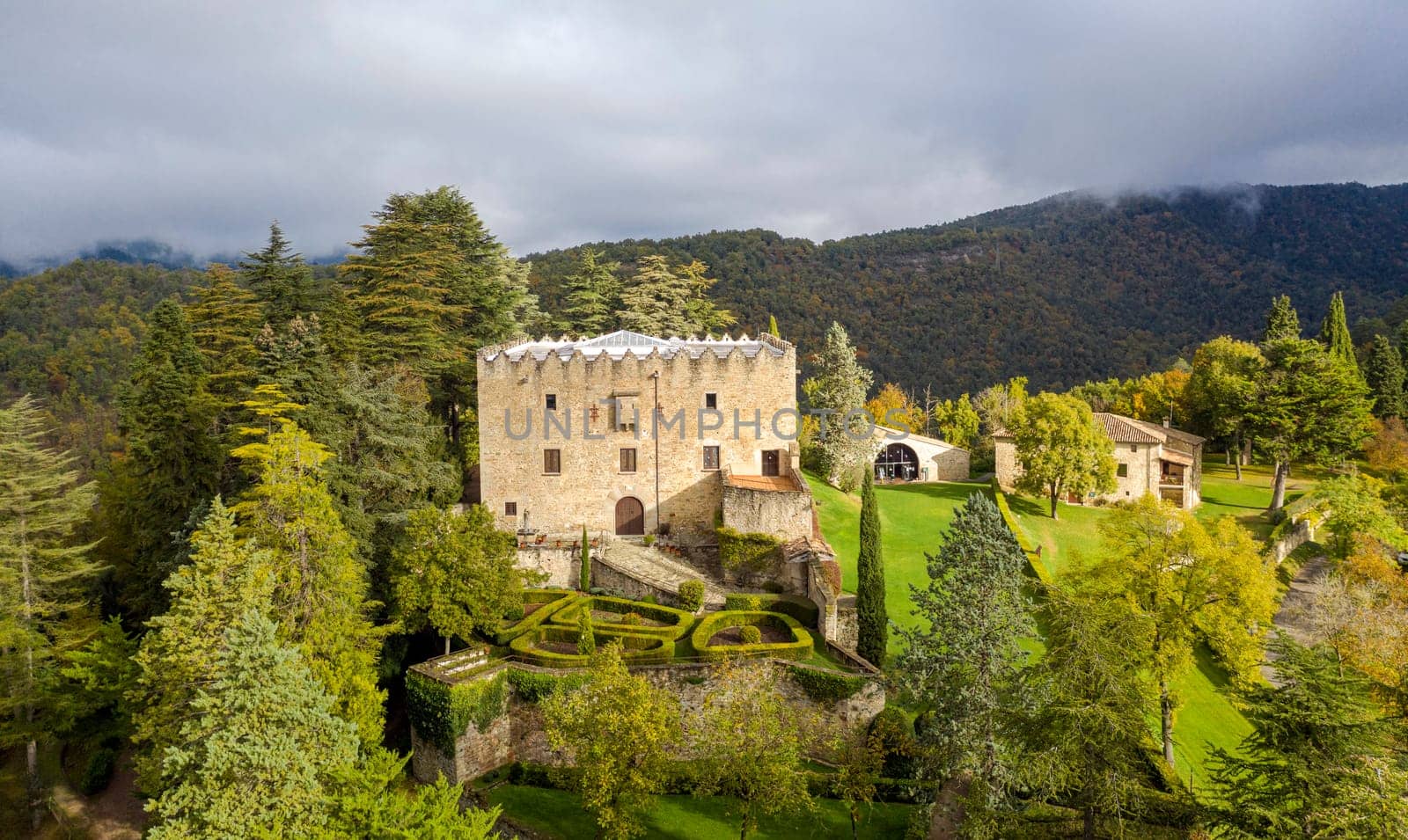 Montesquiu Castle built in the 10th and 11th century. Middle Ages. Spain