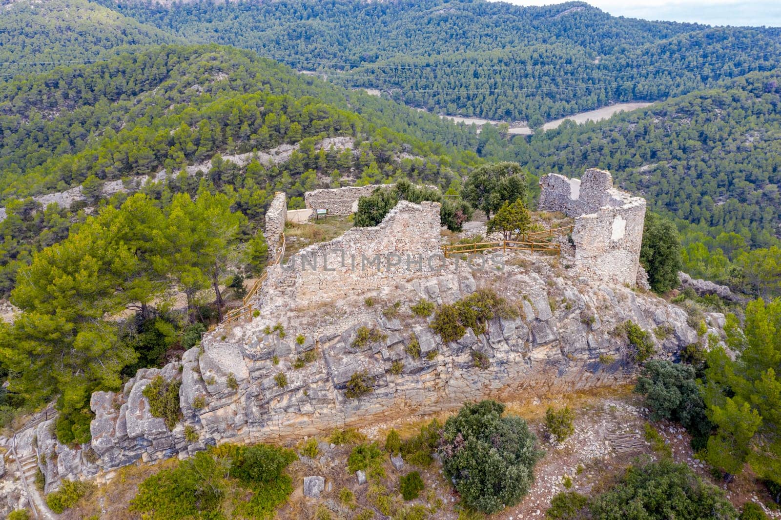 Castle of Santa Maria de Miralles in Barcelona province, Spain