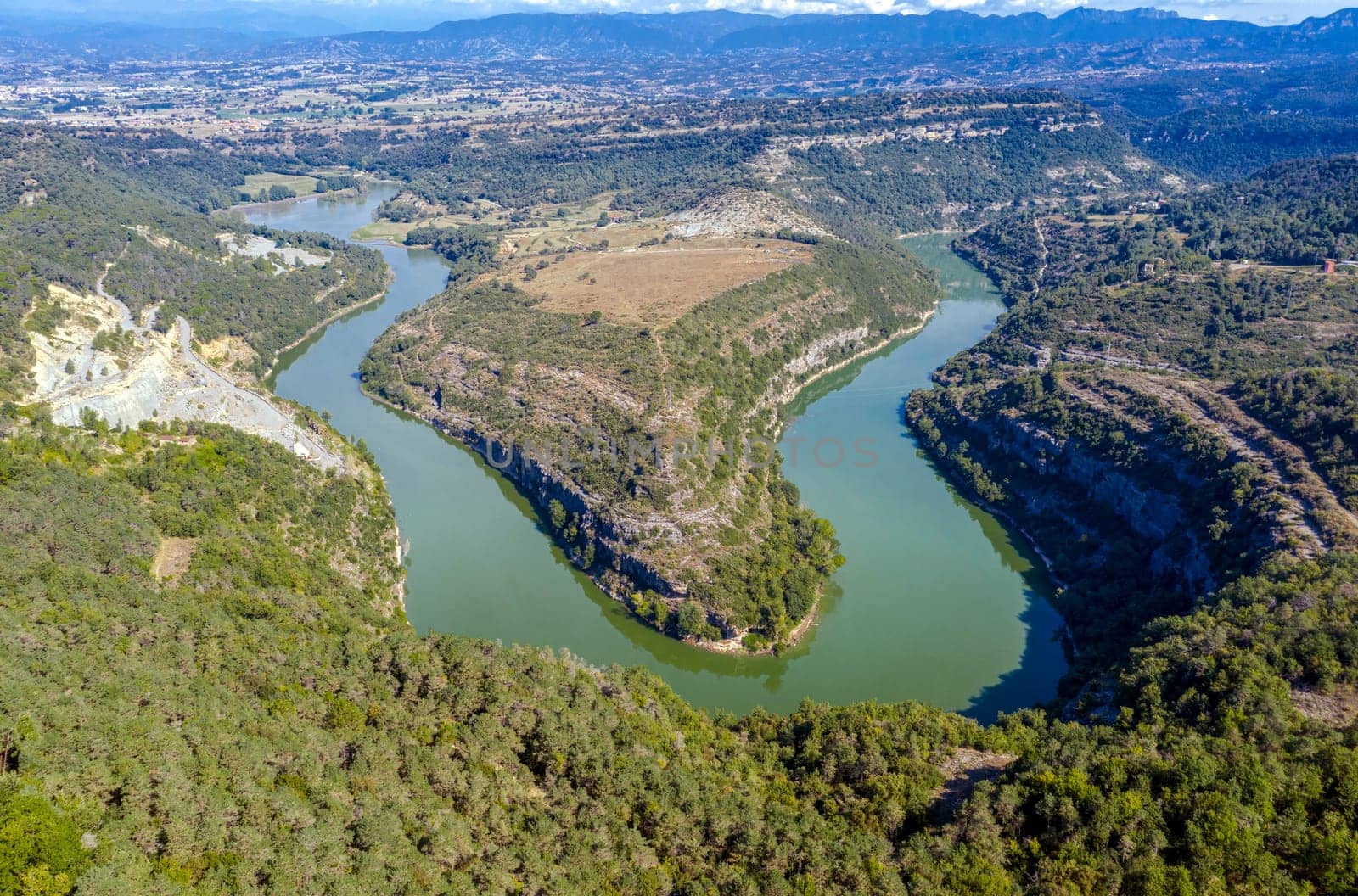 Meander Ter River bend near Girona Spain.